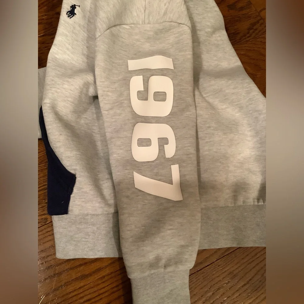 Ralph Lauren Kids Gray and Navy Hoodie Sweatshirt